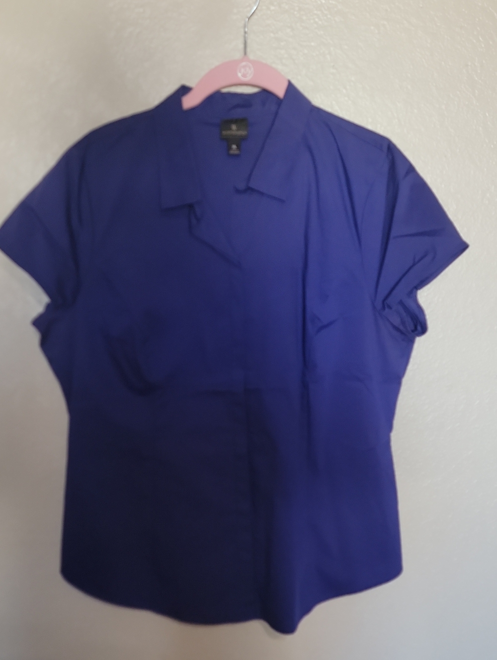 Worthington Short Sleeve Button-Down Blouse - Royal Blue